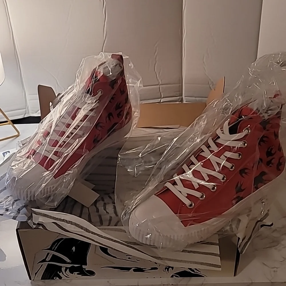 🔥🔥MCQ BY ALEXANDER MCQUEEN SWALLOW SWARM HIGHTOP SNEAKERS MEN'S SZ 8 RE - Picture 3 of 11